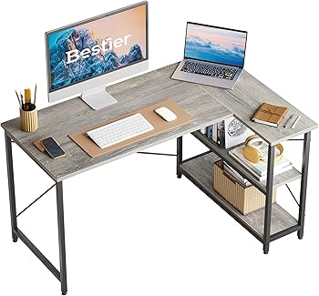 Amazon | Bestier l字デスク パソコンデスク 幅120cm×奥行60cm 机 pc